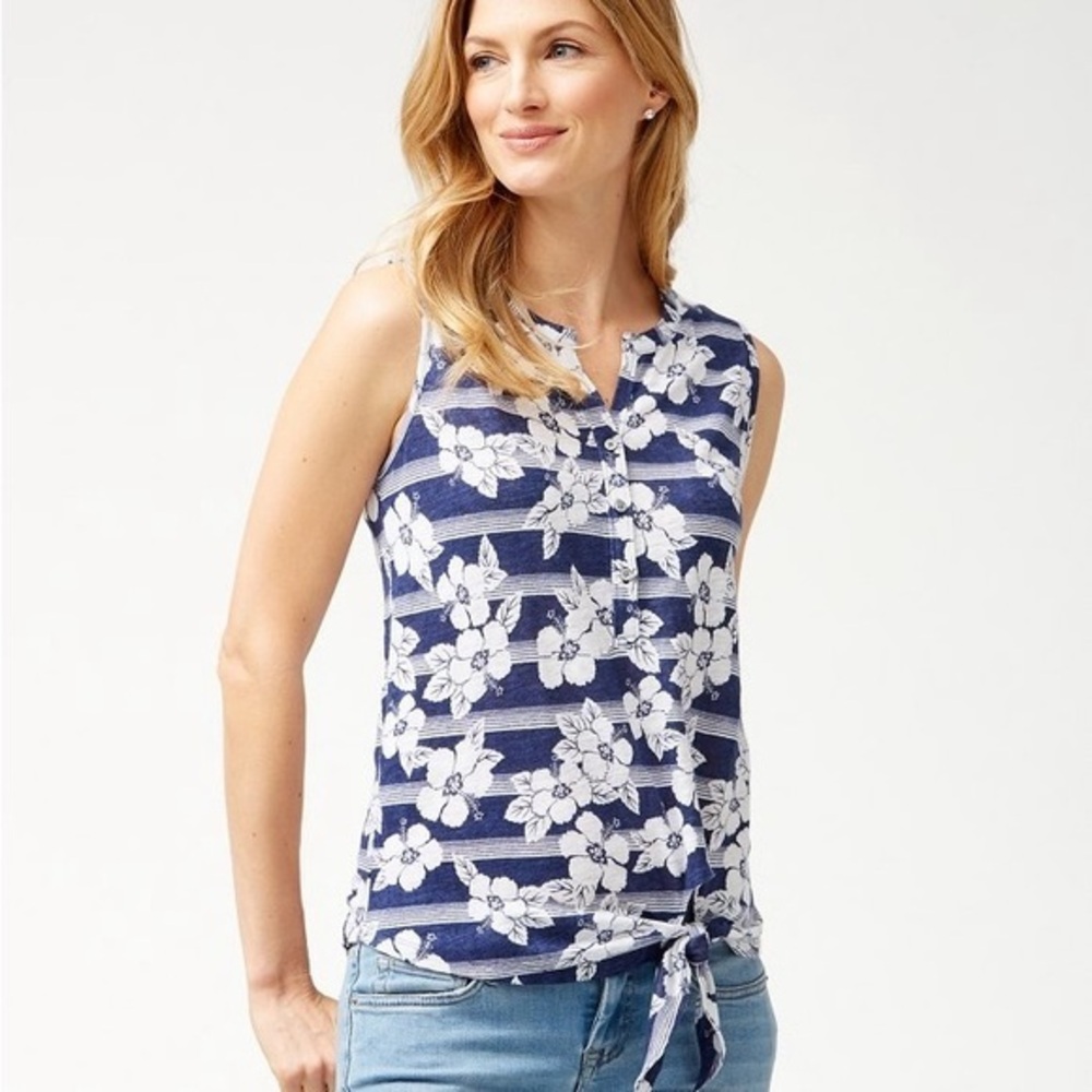 Tommy Bahama Hibiscus Sleeveless 100%Linen Coastal Resort-Wear